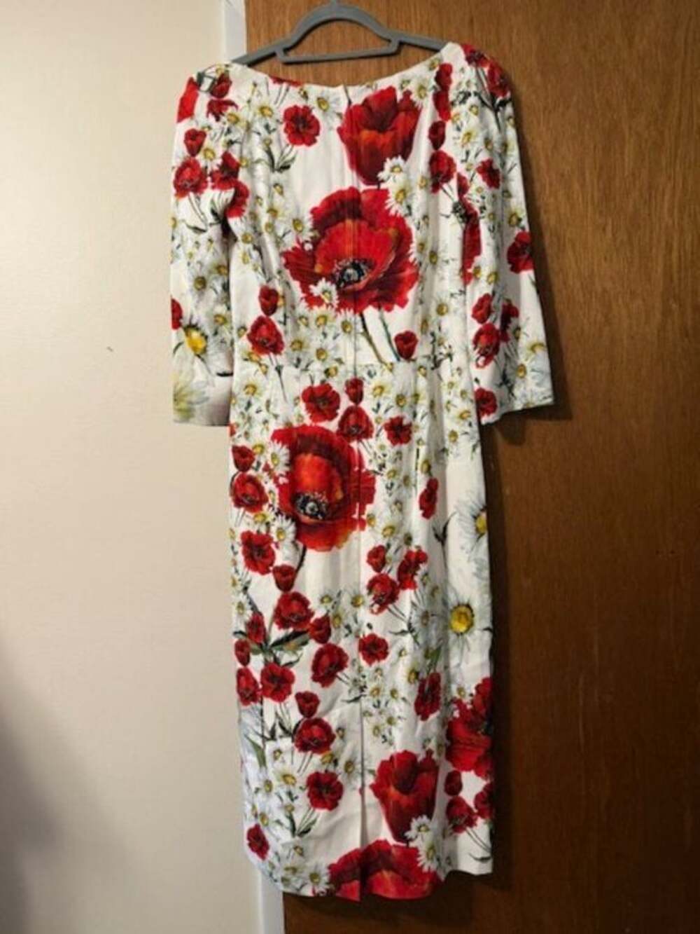 Dolce & Gabbana Open-Neck Poppy & Daisy Cady Sheath Dress IT 46/US 10/12 - Picture 4 of 7